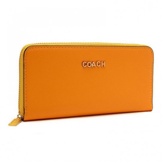Coach Accordion Zip In Saffiano Large Orange Wallets EUP Coach Accordion Zip In Saffiano Large Orange Wallets EUP